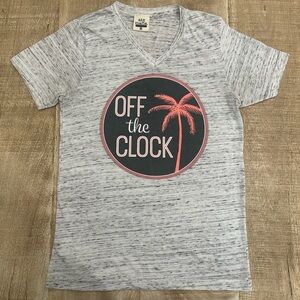 ATX Mafia “Off the Clock” Graphic Tee | V-Neck | Heather Gray | Size S